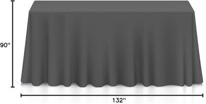 Lann's Linens 90 x 132 Inch Rectangular Tablecloth, Washable Polyester Fabric Table Cloth for Dining Tables, Parties, Restaurant, Weddings - Dark Gray