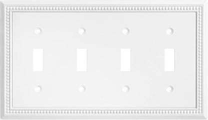 Henne Bery Sunken Pearls Heavy Duty Decorative Wall Plate Switch Plate Outlet Cover (Quad Toggle, White)