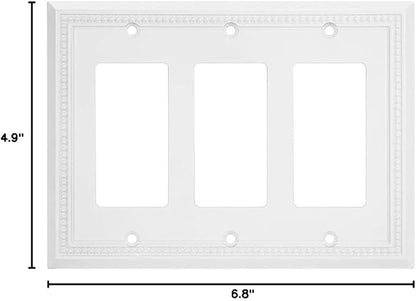 Henne Bery Sunken Pearls Heavy Duty Decorative Wall Plate Switch Plate Outlet Cover (Triple Decorator, White)