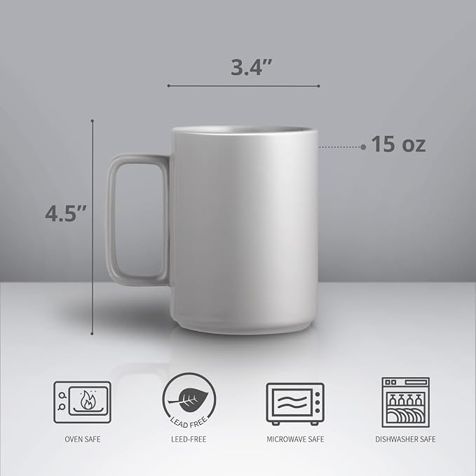 E-liu Large 15 Ounces Porcelain Coffee Mug Tea Mugs Set of 6 | Cups - Image 2