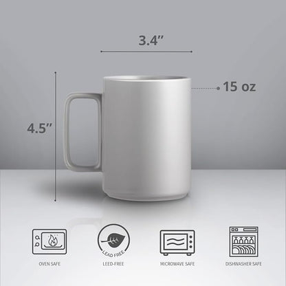 E-liu Large 15 Ounces Porcelain Coffee Mug Tea Mugs Set of 6 | Cups - Image 2