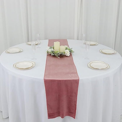 Balsa Circle 10 pcs 12x108-Inch Dusty Rose Premium Velvet Table Runners Wedding - Image 8