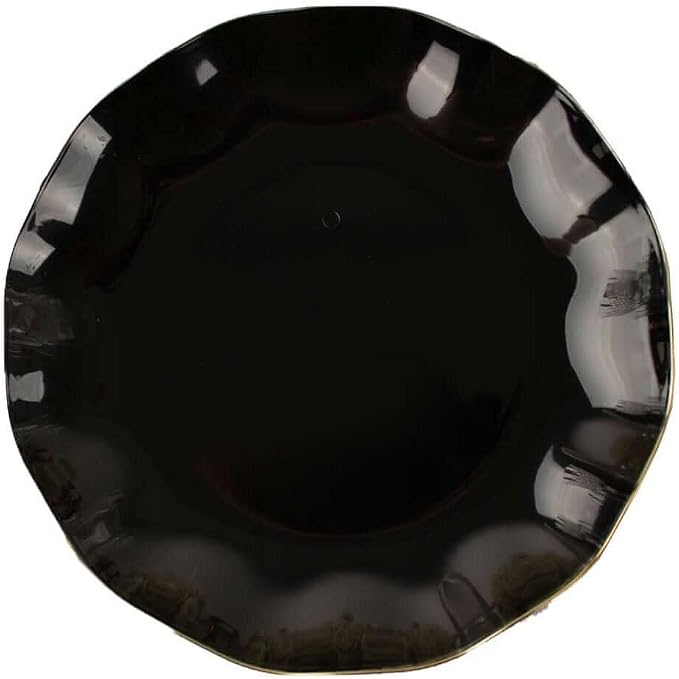 Efavormart 10 Pack | Black 6" Round Plastic Dessert Salad Plates, Disposable - Image 7