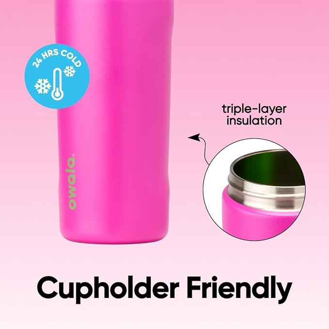 Owala FreeSip Kids Stainless Steel Water Bottle 16 oz All the Berries - Image 4