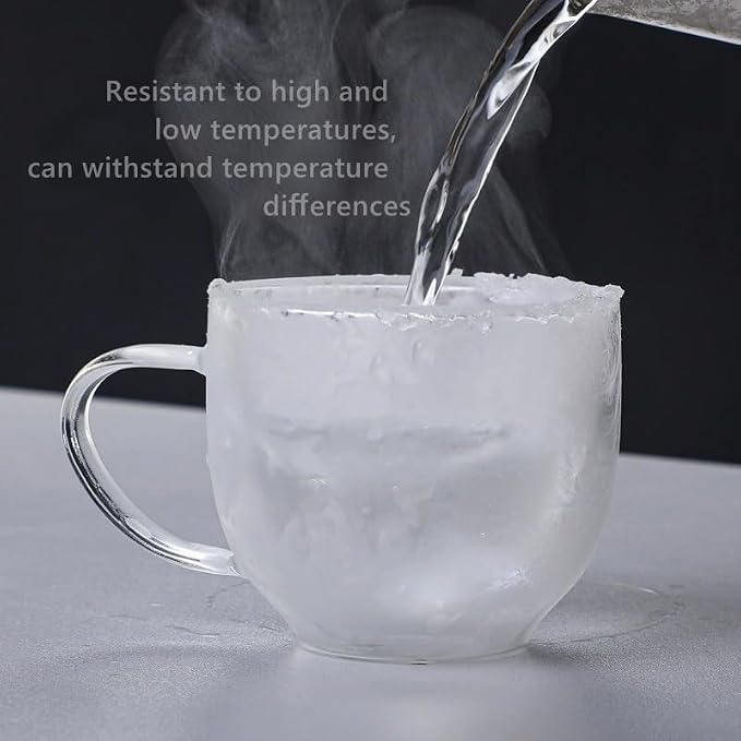 Double Wall Glass Coffee Mugs Set of 2, 6.76 oz Clear Insulated Cups - Image 5