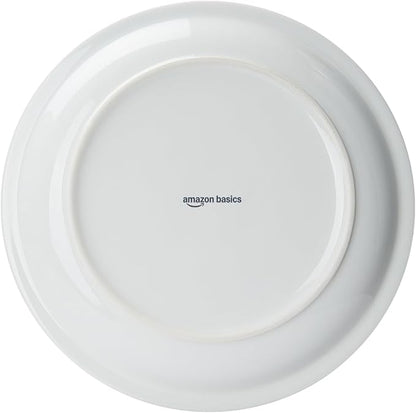 Amazon Basics 12-Piece Porcelain, 9 Inch Narrow Rim Dinner Plate Set, White