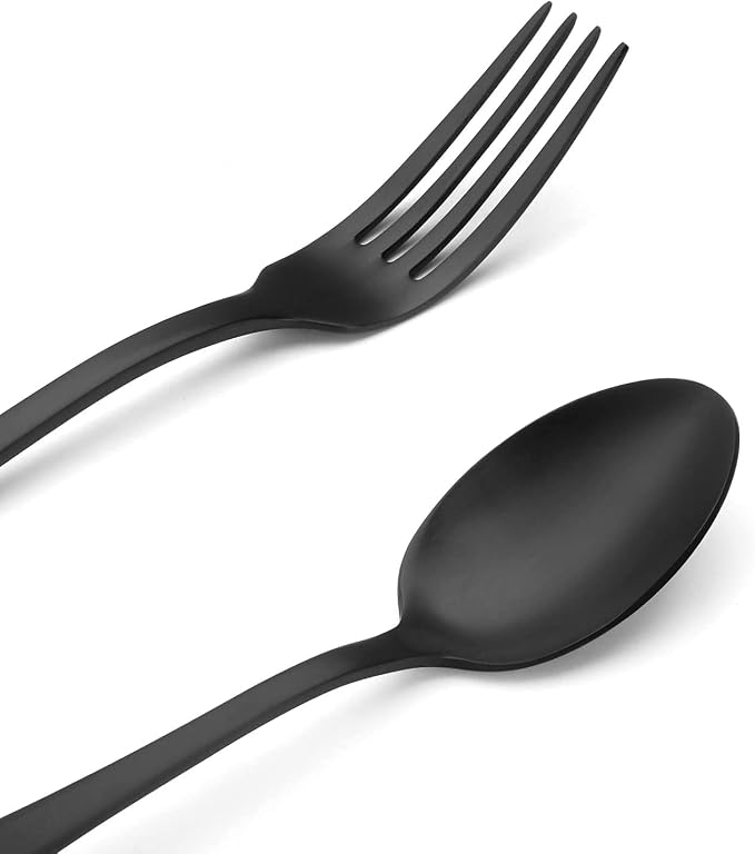 Matte Black Silverware Set, SHARECOOK Satin Finish 30-Piece Stainless Steel - Image 3