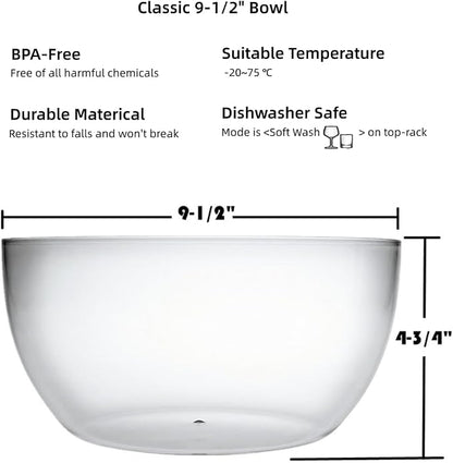 Large Acrylic Salad Bowls and Serving Bowls, Condiments, Break-Resistant Set of - Image 6