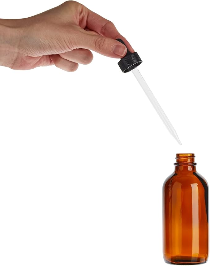 Juvale Amber Glass UV-Protected Amber Dark Glass Bottles with Droppers for Essential Oils & Travel Liquids - 4 Oz, 15-Pack, Apothecary Style - Leak-Proof Dropper Bottle Set with 6 Funnels