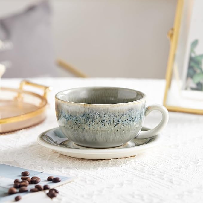 Coffeezone Vintage Design 12 oz Ceramic Latte Art Cappuccino Barista Cup - Image 4