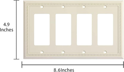 Henne Bery Sunken Pearls Heavy Duty Decorative Wall Plate Switch Plate Outlet Cover (Quad Decorator, Light Almond)