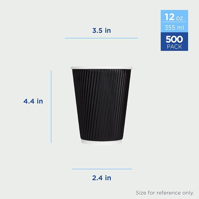 Karat 12 oz Ripple Insulated Coffee Cup Black Disposable Paper Hot Cup - Image 3