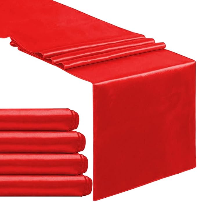 B-COOL Red Table Runner Valentine's Day Table Runner 5 Pack 12x108 inch Satin by B-COOL