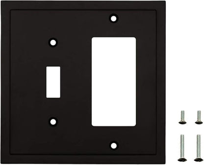 Henne Bery Modern Edge Decorative Wall Plate Switch Plate Outlet Cover, Durable Solid Zinc Alloy (Toggle/Decorator, Matte Black)