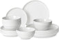 HAPPY KIT 12 Pieces Porcelain Dinnerware Set, Serving Plates and Bowls Set for 4, Chip and Scratch Resistant White Kitchen Dishware Sets, Thick-edge Non-slip Design