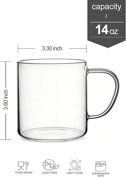 LUXU Glass Coffee Mugs, 14 oz Ice coffee cups, Borosilicate Glass Mugs - Image 6