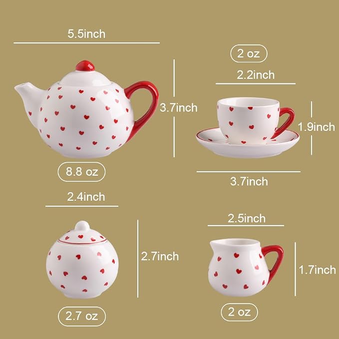 Sweejar Porcelain Tea Set for Little Girls, Kitchen Toys Tea Party Set for Kids - Image 6