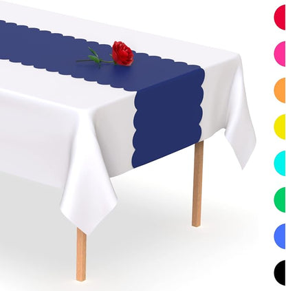 Navy Blue Scallop Table Runner, Disposable Plastic, 5 Pack - Image 7