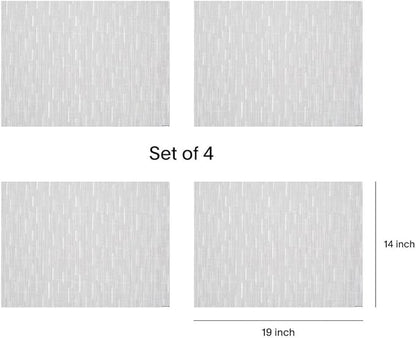 Chilewich Bamboo Placemats Set of 4 - Woven Rectangle Placemats - Reusable, Stain-Resistant, Indoor/Outdoor Tabletop Protection - 19" x 14" - Moonlight