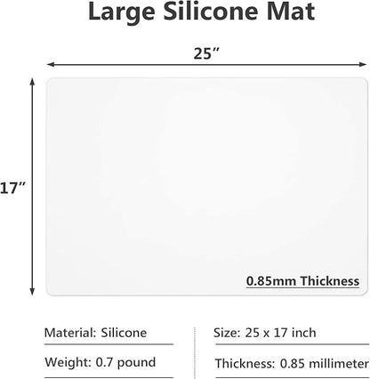 Gartful 2pcs Silicone Mats for Kitchen Counter, Large Heat Resistant Mat, 25 x 17 inches Countertop Protector, Non-Slip Placemat, Desk Saver Pad, Multipurpose Mat, Semi-Transparent