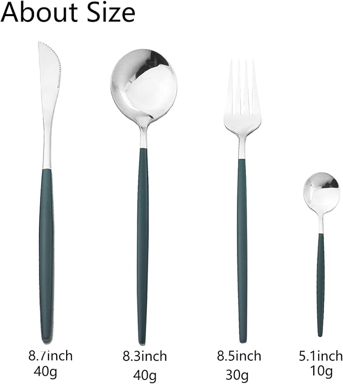 JASHII Flatware Serving Set 24 Piece, Stainless Steel Silverware Set, Modern - Image 3
