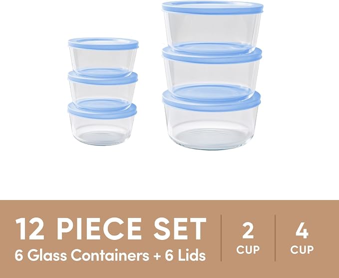 12-Piece Glass Food Storage Containers Set | 2-Cup & 4-Cup, Leakproof | - Image 3