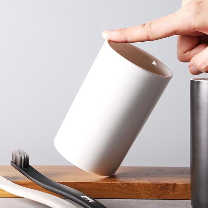 Japanese Minimalist Black and White Style Handleless Straight Ceramic Mug - Image 4