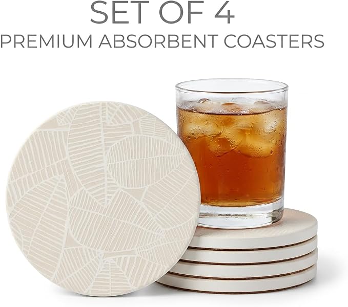 Absorbent Ceramic Leaf Coasters Set of 4 - Image 2