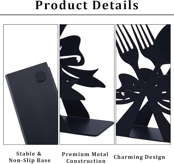 CRASPIRE Tableware Standing Napkin Holder Black Napkins Dispenser Metal Paper - Image 6