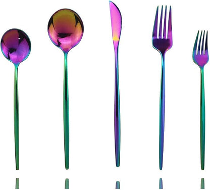 JASHII 20-Piece Stainless Steel Satin Finish Flatware Set, Mirror Polished by JASHII