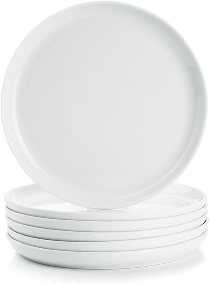 White Salad Plates Set of 6, Porcelain Dessert Plates 8 inch, Modern Kitchen by WishDeco