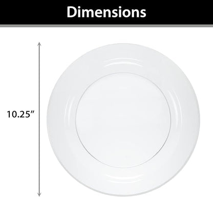 Lillian Tablesettings 30 Count Premium Quality Heavyweight 10.25 inch Plastic Plates China Like Wedding and Party Dinnerware, Plastic Dinner Plates, Crystal Clear, 30 Count