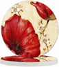 Red Poppy Drink Coaster for Tabletop Protection Beautiful Watercolor Floral Blossom Vintage Style Non-Slip Cups Place Mats Home Decor Diatomite Material for Men Women