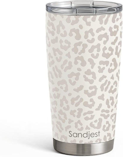 SANDJEST Leopard Print Tumbler 20oz Stainless Steel Insulated, Bow Gifts by SANDJEST