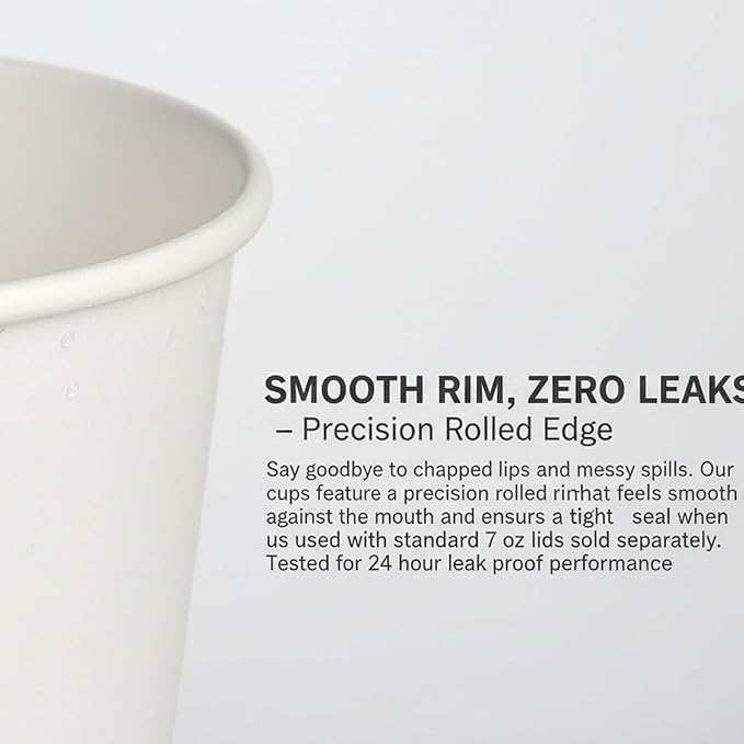 Disposable Paper Cups, 7 oz White Paper Cups 200 Count in Package Hot/Cold - Image 3