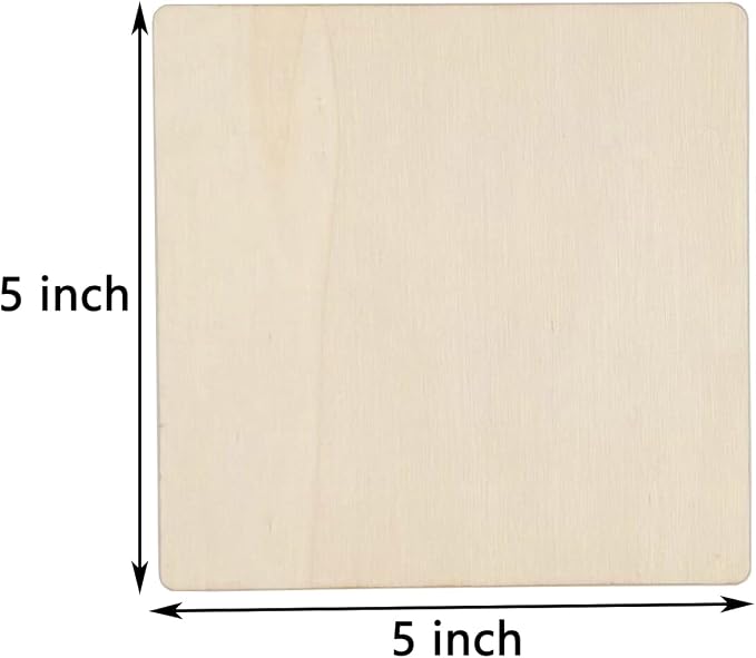20 Pcs Unfinished Wood Pieces, Wood Square Tiles 5 x 5 Inch | Blank Natural - Image 3