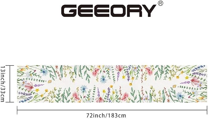 Spring Table Runner 13x72 Inch, Watercolor Wildflower Floral - Image 7
