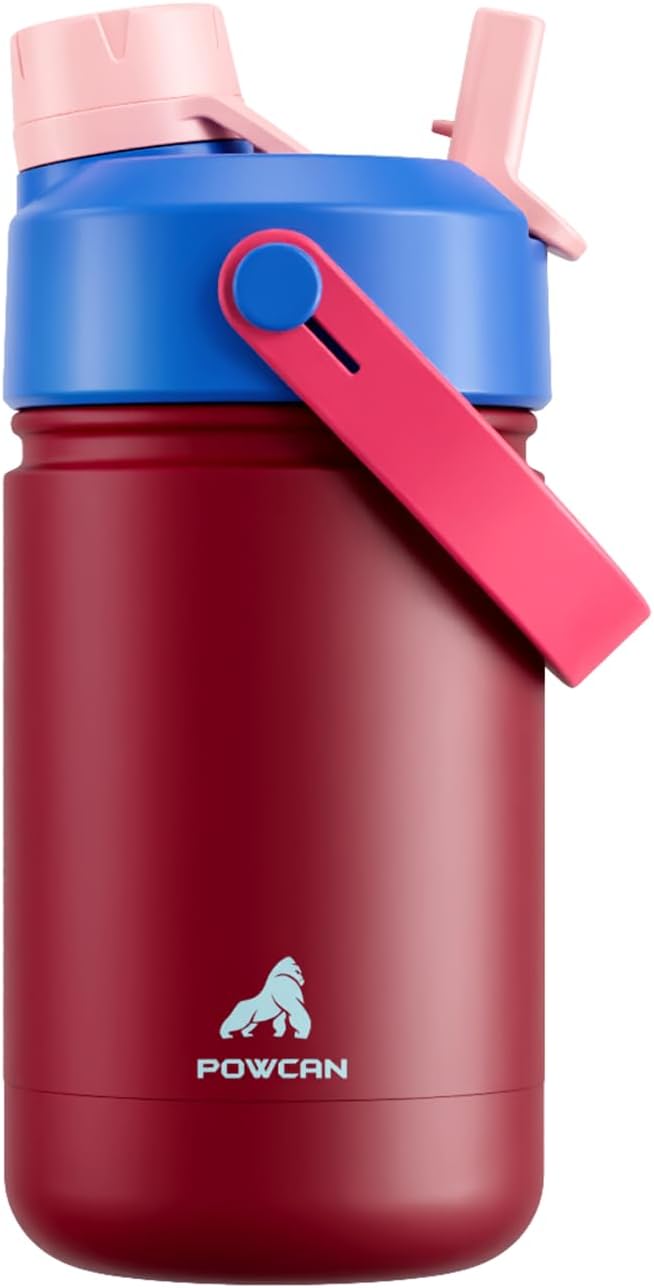12 oz Kids Stainless Steel Water Bottle: Leakproof, Keep Cold 24H, Easy Clean by POWCAN