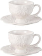 KAMMAK Tea Cups and Saucers Set of 2, 7.8 oz Porcelain Coffee Cups, 565N | by KAMMAK