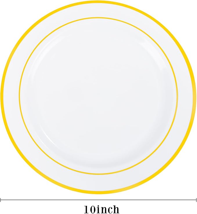 PULOTE 100PCS Gold Plastic Plates - Image 2