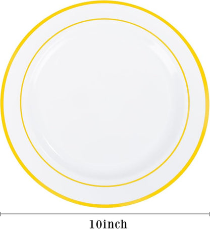 PULOTE 100PCS Gold Plastic Plates - Image 2