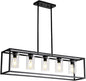 XILICON Dining Room Lighting Fixture Hanging Farmhouse Black 5 Light Modern Pendant Lighting Contemporary Chandeliers with Glass Shade for Living Dining Room Bedroom Kitchen Island