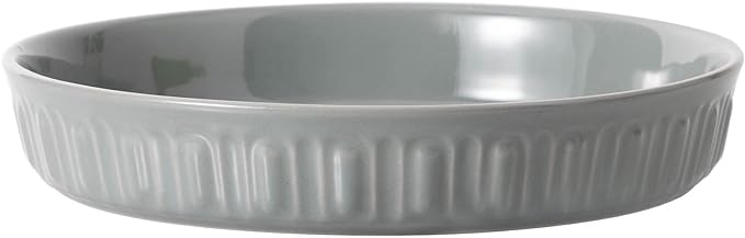 Fun Elements Shallow Dog Bowls, 10.5" Ceramic Large Food Plate for Small, Medium and Large Breeds, Non-Slip, Flat and Wide, Dishwasher Safe, Suitable for Dogs and Cats (Grey)