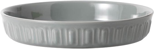 Fun Elements Shallow Dog Bowls, 10.5" Ceramic Large Food Plate for Small, Medium and Large Breeds, Non-Slip, Flat and Wide, Dishwasher Safe, Suitable for Dogs and Cats (Grey)