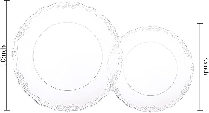 U-QE 60PCS Clear Plastic Plates - Image 2