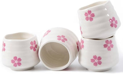 4pcs Japanese Tea Cup Set – Mini Size Cup 5OZ Ceramic Matcha Cup, Handless by YumiPLUS