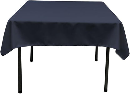 LA Linen Polyester Poplin Washable Square Tablecloth, Stain and Wrinkle Resistant Table Cover 58x58, Fabric Table Cloth for Dinning, Kitchen, Party, Holiday 58 by 58-Inch, Navy