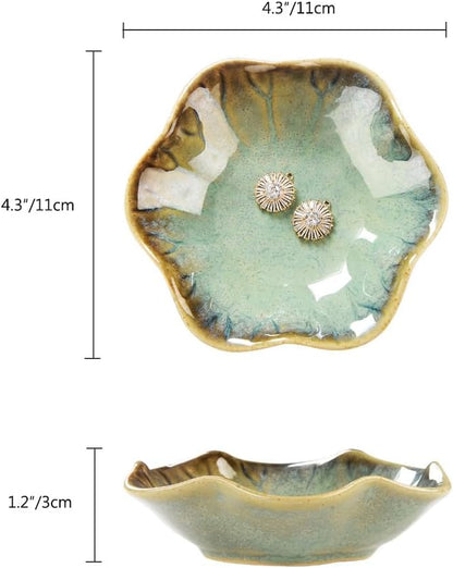 2PCS Lotus Leaf Shape Ring Holder Dish, Small Key Bowl, Ceramic Trinket Tray - Image 6