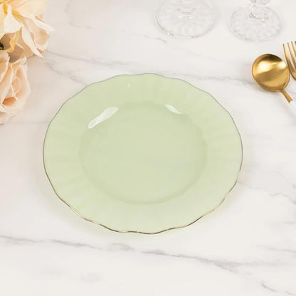 Efavormart 10 Pack | Sage Green 9" Round Plastic Dessert Salad Plates, by efavormart