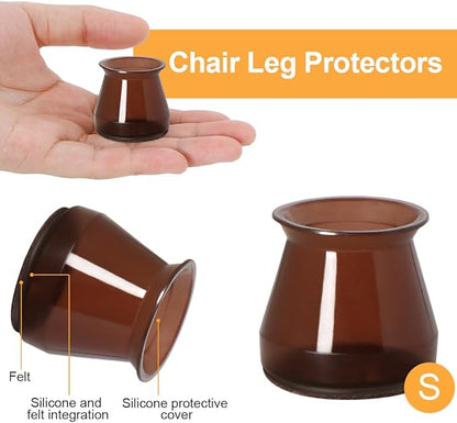 32 Pcs Chair Leg Protectors for Hardwood Floors, Silicone Felt Furniture Leg Cover Pad for Protecting Floors from Scratches and Noise, Smooth Moving, Small(Fit Round Diameter：5/16" to 1-5/16")